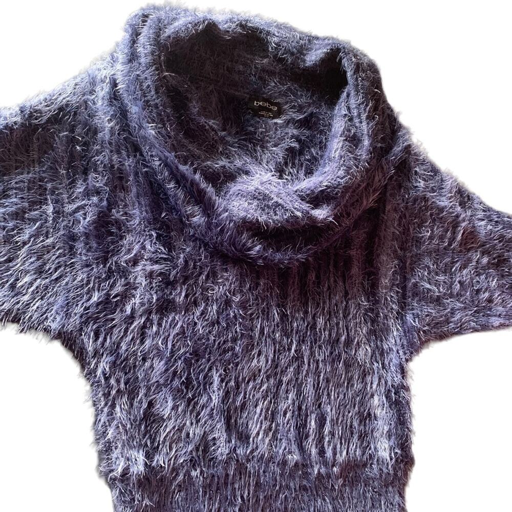 Touchable Texture Blue Eyelash Crop 3/4 Sleeve Sweater XS BEBE - Picture 11 of 13